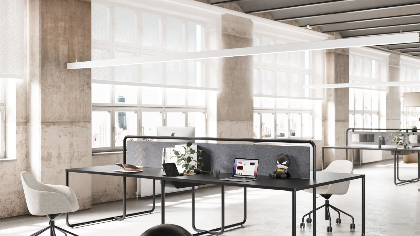 Itube linear bench running along a window wall