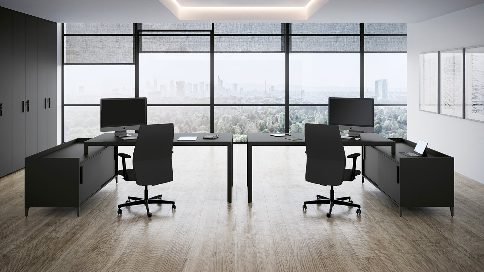 Top recessed into the structure of the D1 desk