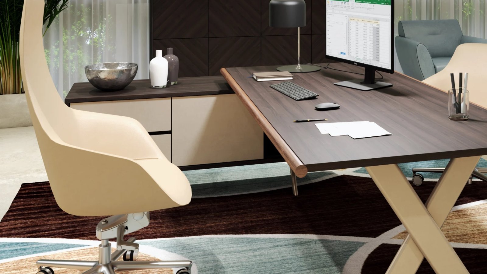 Executive desk Sant'Andrea by Estel with crossed aluminium legs