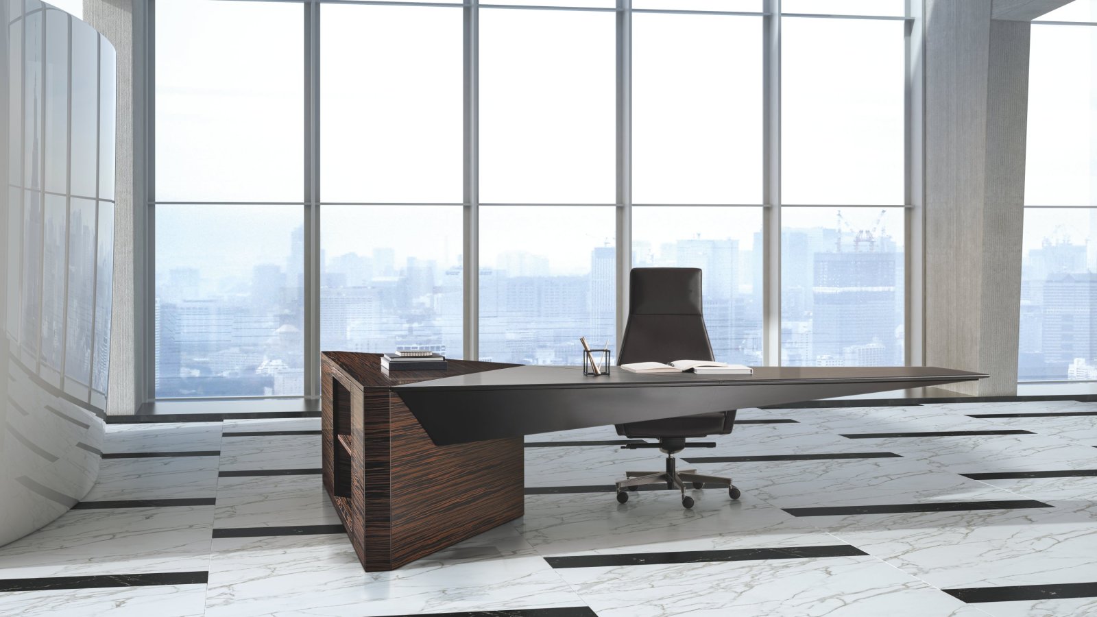Euclideo conference table by i4Mariani with 530 cm top on a single base