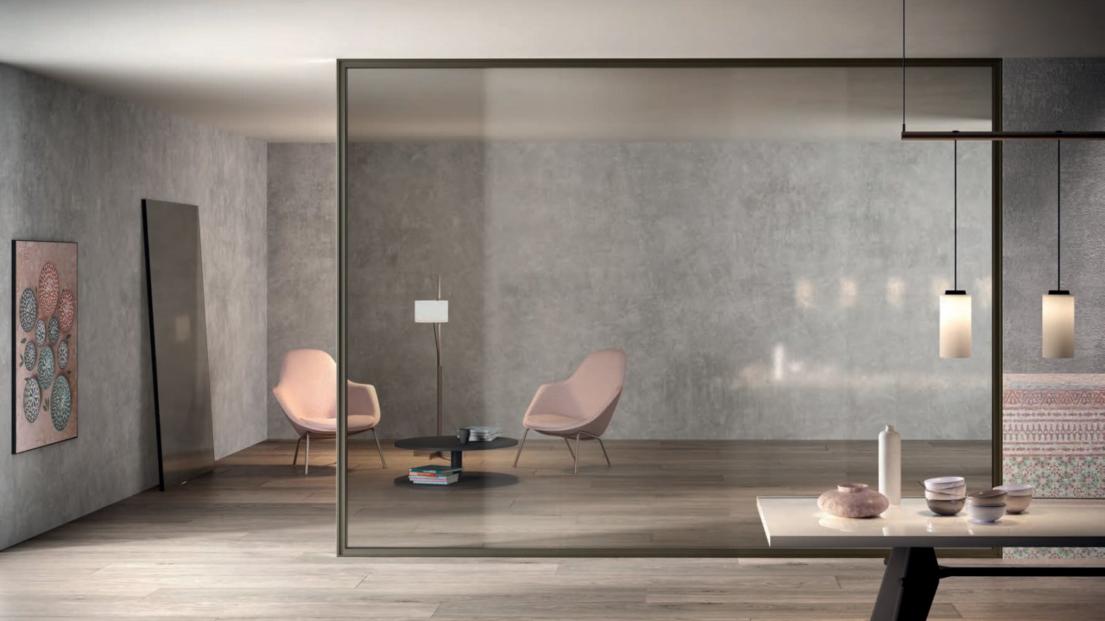Simple Bold office partition walls by Luconi in double glass