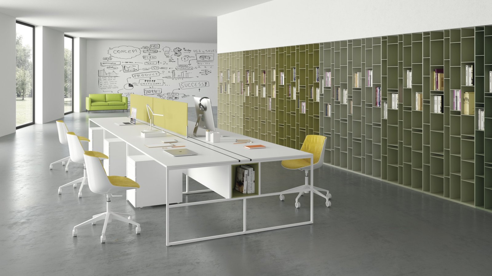 20.Venti workstation desks by MDF Italia with 20 by 20 mm steel frame