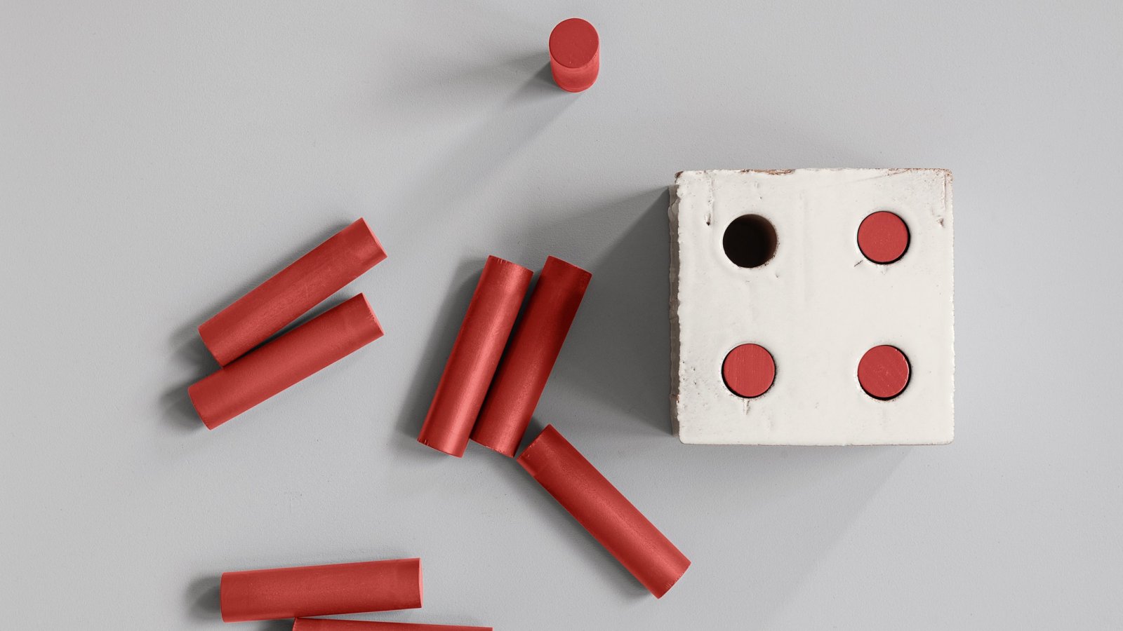 Bloc wall by Mutina in terracotta with four holes per block
