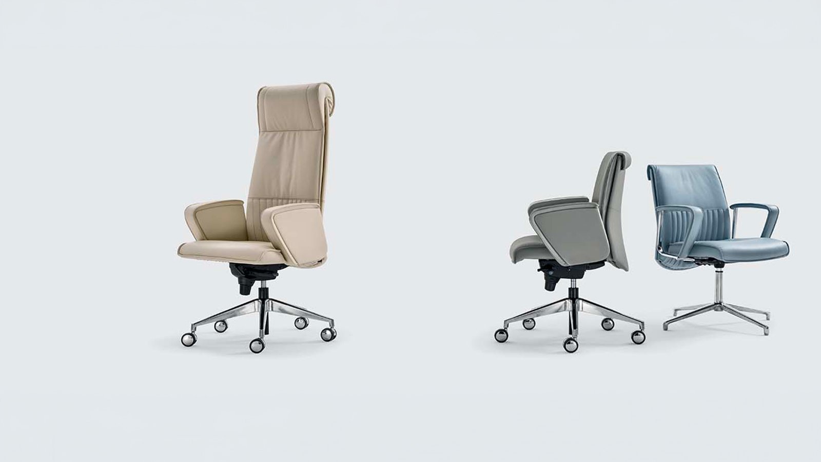 Executive office chair Parlament by Ares Line, high back with headrest, seen from the front