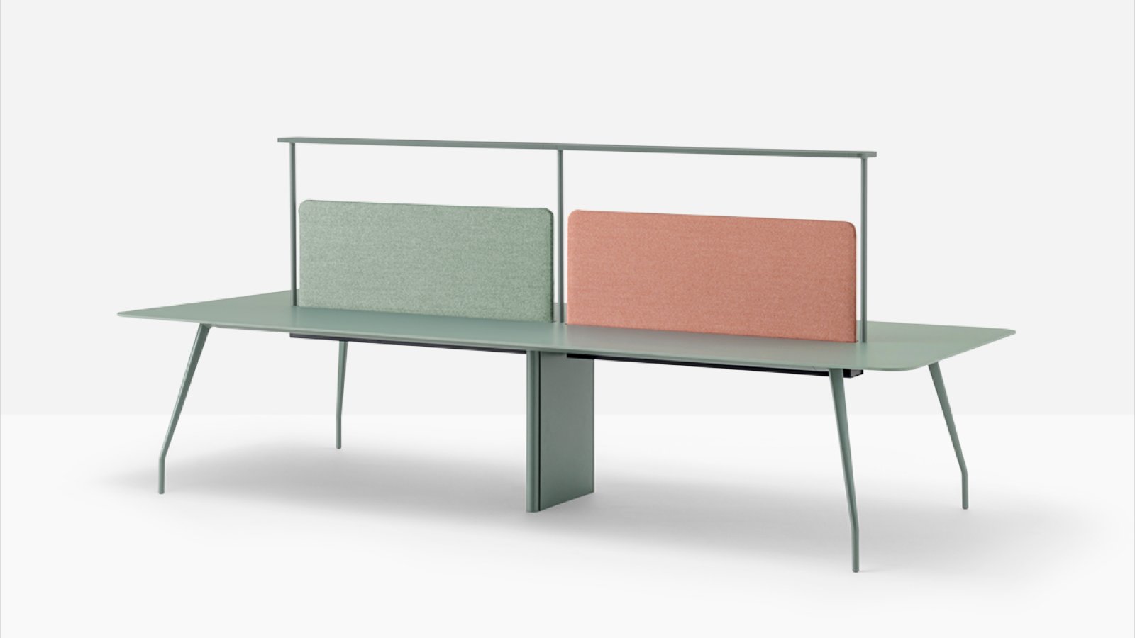 Office workstation Rizz by Pedrali with white solid laminate top and aluminium legs