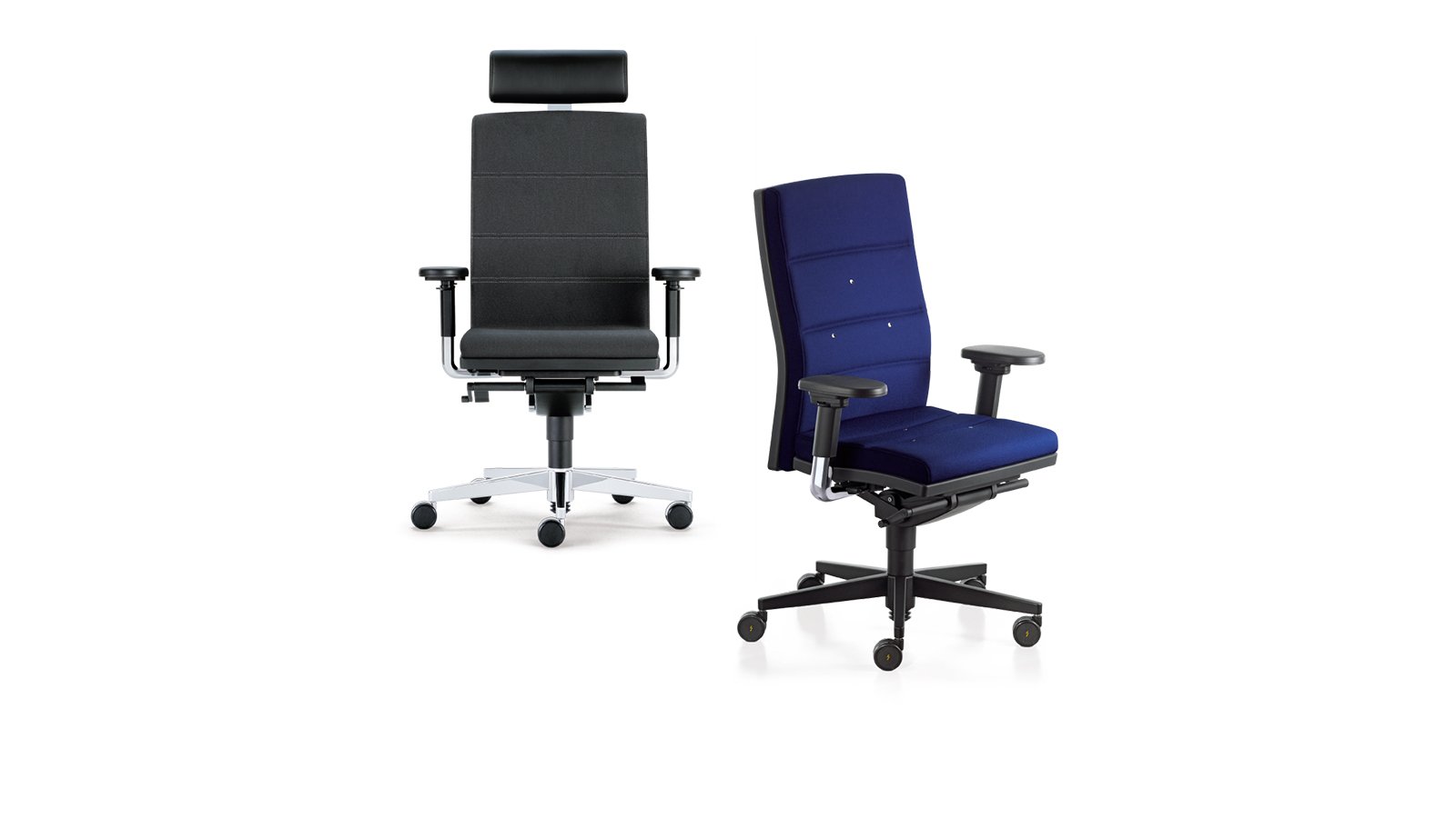 mr.24 task chair by Sedus in blue fabric with high back and 3D armrests
