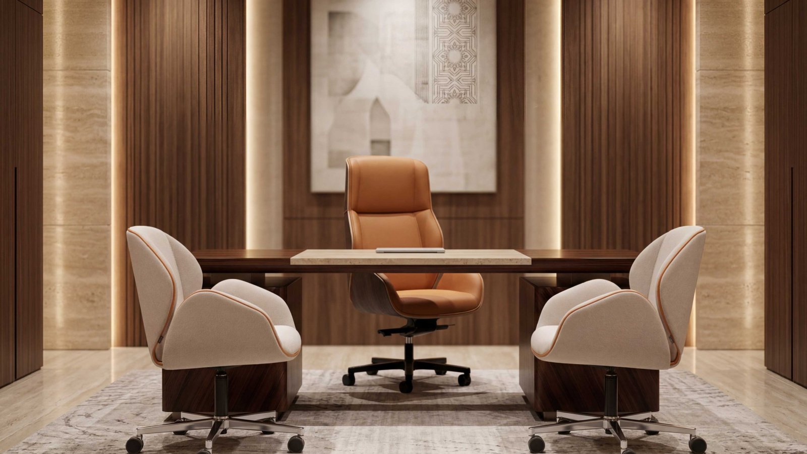 Executive office chair Suoni by Vaghi seen from three quarters