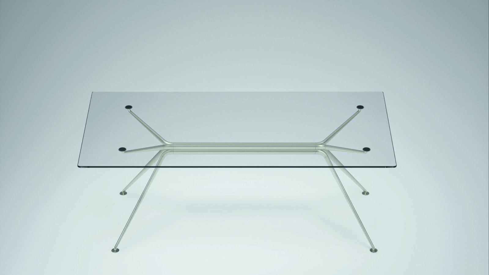 Cosmos designer desk by Tecno with slender four-ellipse aluminium spine