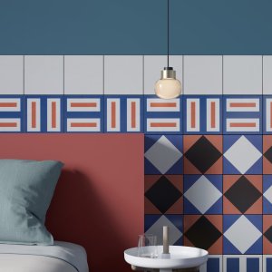 Mattonelle Margherita Double Red tile in glazed porcelain by Mutina