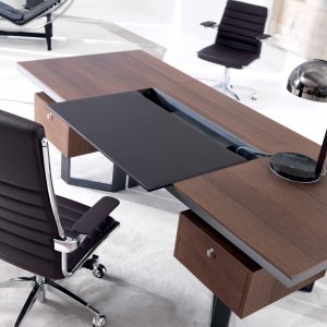 Elliptical Lloyd boardroom table of 620 cm on ten loop frames