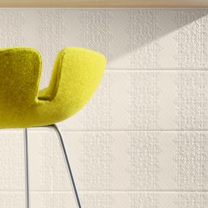 Bas-relief porcelain wall by Mutina with sculpted Bas-Relief texture
