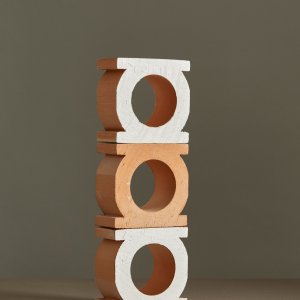 Jali Bianco glazed block beside natural terracotta