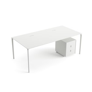 Nuur conference table by Arper with white Fenix top in a boardroom