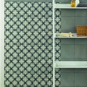 Close view of the Azulej Prata pattern by Mutina