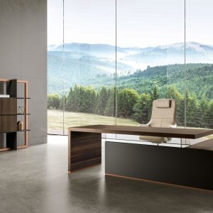 Bold58 Imperial desk by About Office with integrated pedestal