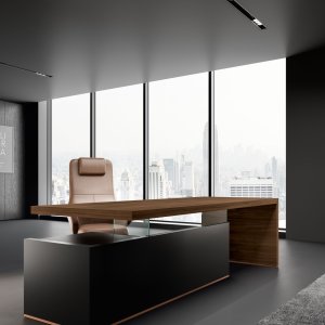 Bold58 Deck executive desk with perpendicular side extension