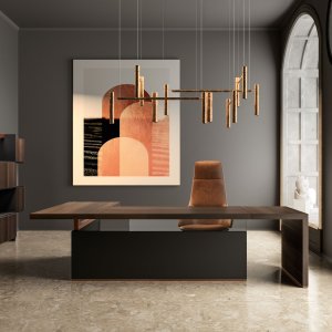 Executive desk Bold58 Leaven by About Office with service cabinet and glass element