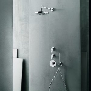 Concealed thermostatic shower valve from the Fantini AL/23 series in matt black