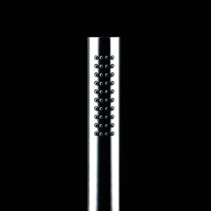 Shower wall with the round AL/23 rain head and controls on round plates