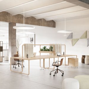 Four-seat Itube bench workstation with arched structure