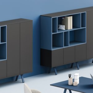 Bench for six with sliding tops from the Lay programme by Archiutti