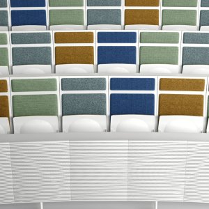 Omnia Evolution beam structure with floor legs every three seats