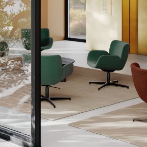Lounge chair on a four-star base with glides