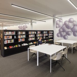 Meeting room furnished with rectangular Nuur tables by Arper