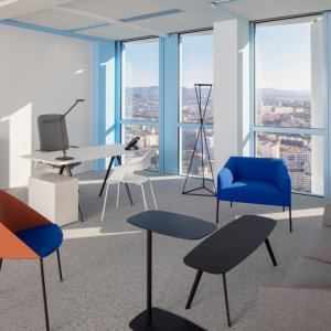 Saari ottoman by Arper as supplementary seating