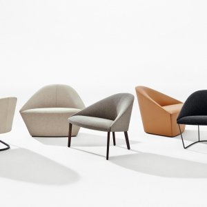 Waiting room armchairs Colina by Arper in the reception area
