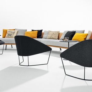 Waiting area furnished with Colina armchairs