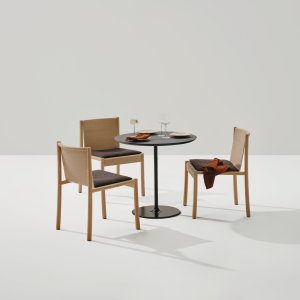 Kata Chair with upholstered shell and contrast stitching