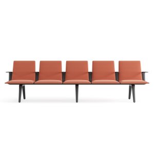 Four-unit Pausit bench with intermediate table in a waiting area