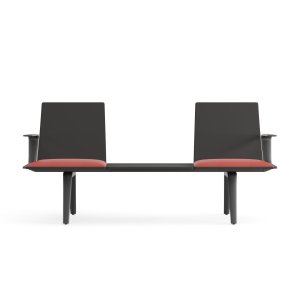 Powder-coated aluminium leg of the Arper Pausit bench, floor detail
