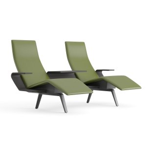 Waiting room bench Pausit with intermediate armrests in die-cast aluminium