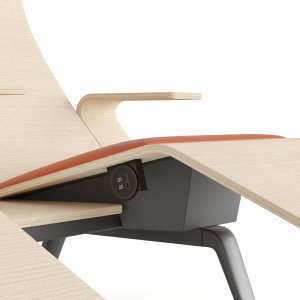 Close-up of the Pix by Bachmann USB socket built into a Pausit bench