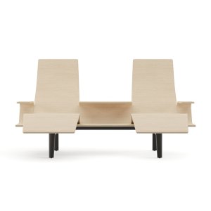 Height-adjustable glides under the aluminium legs of the Pausit bench