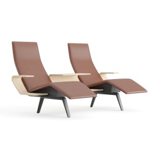 Oak-effect laminate on an exposed Pausit seat module