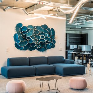 Pix ottomans pushed together into continuous seating