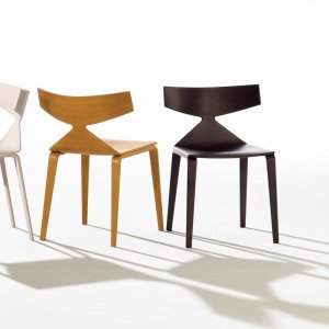 Saya design chair by Arper with oak veneered shell in a dining room