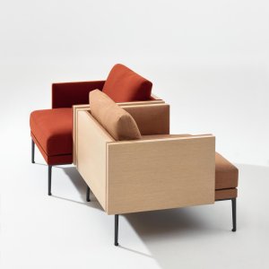 Steeve Lou with left-side table in walnut finish