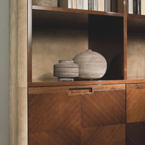 Rectangular conference table with saddle leather top