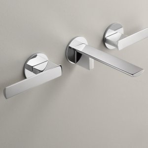 Ayla by Cea Design wall-mounted dual handle tap in polished stainless steel