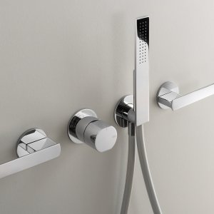 Three-hole mixer from the Ayla collection, satin stainless steel, Cea Design