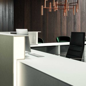 Lux reception in titanium grey with 90 cm front