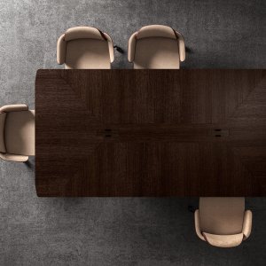 Trilo marquetry top with opposing grain veneer
