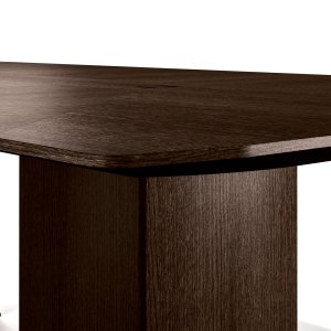 Mould-shaped plywood column of the Trilo table