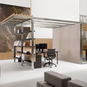 Meeting pod of the CSS_Village collection with soft-closing sliding door