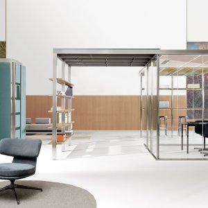 LED strips recessed into the aluminium beams of Citterio CSS_Village