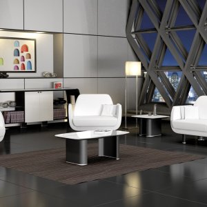Slate stone worked like leather on the leg of an Omega desk by Codutti